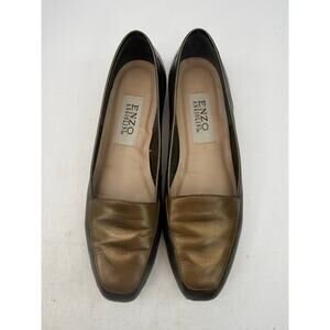 Enzo Angiolini Metallic Liberty Leather Square Toe Classic Loafers Size 8M